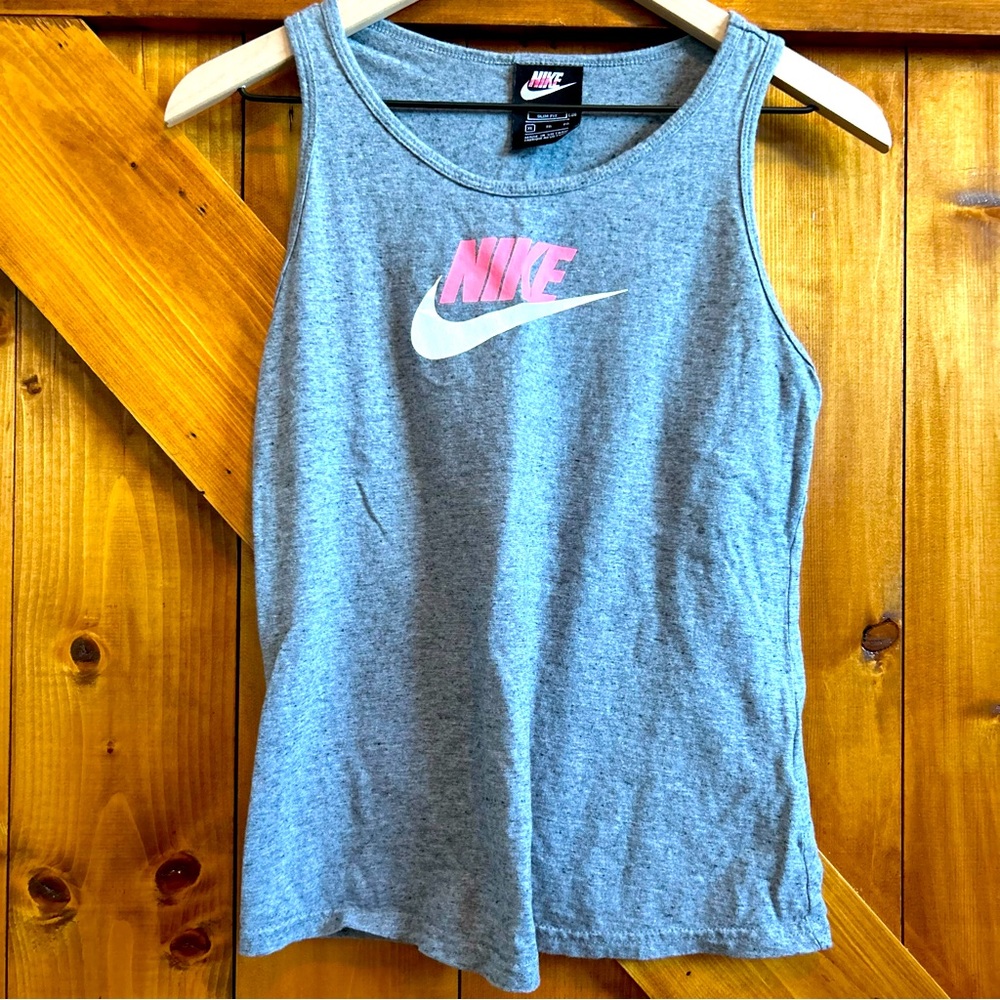 Nike XL Slim Fit Gray Pink Workout Tank Top Shirt